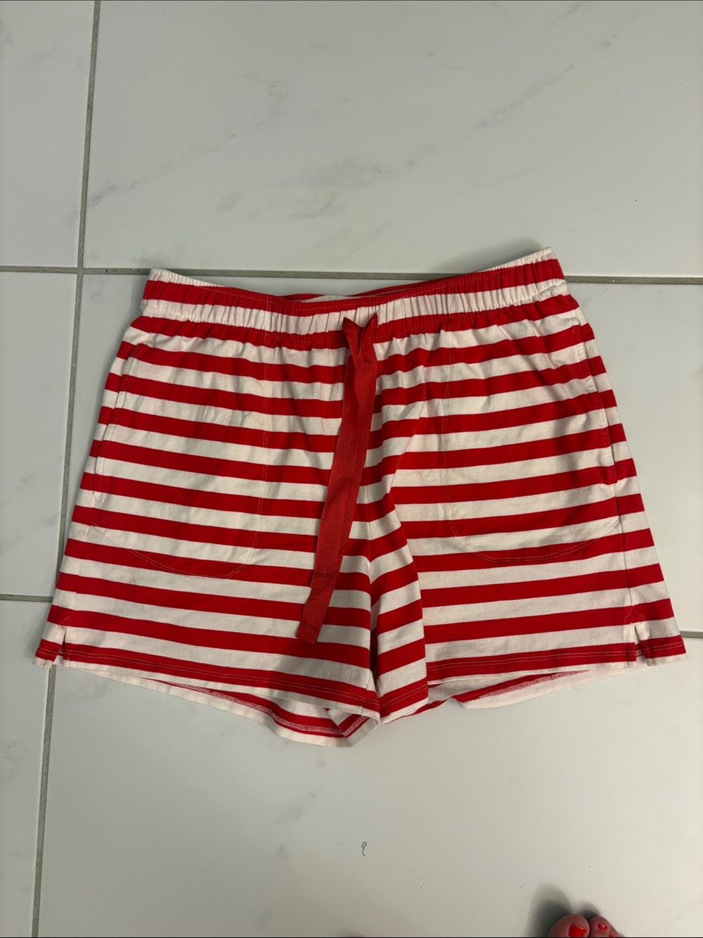 Red & White Stripe Lounge Shorts